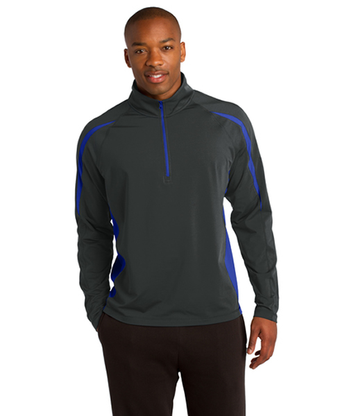 ST851 Sport-Tek® Sport-Wick® Stretch 1/2-Zip Colorblock Pullover