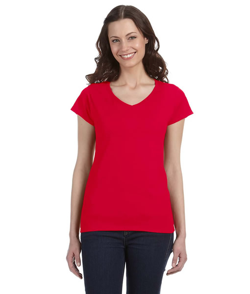 G64VL Gildan Ladies' SoftStyle® 4.5 oz. Fitted V-Neck T-Shirt