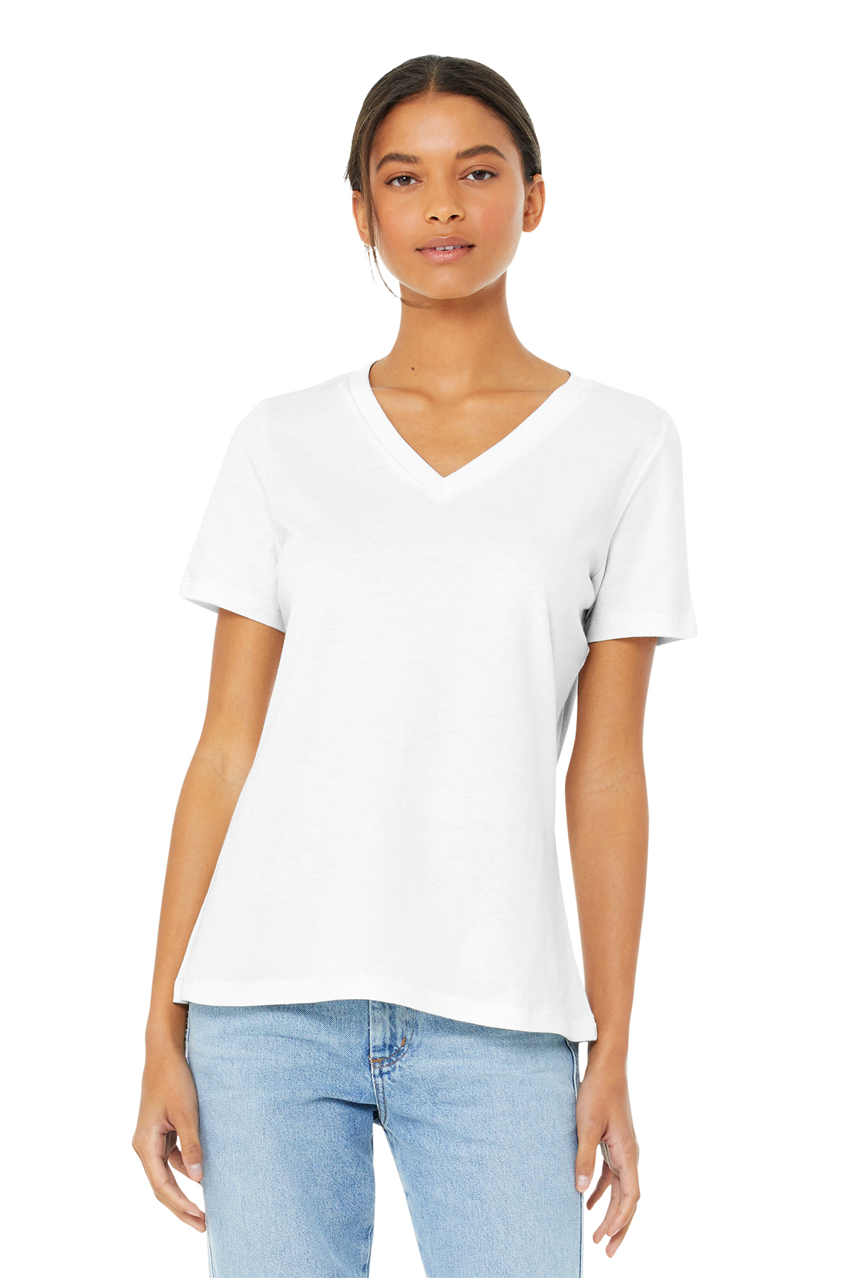 Women's Wide Neck V-neck T-shirt - VecFashion