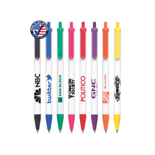 123A White Barrels - Click-A-Stick Pens with Pocket Clip